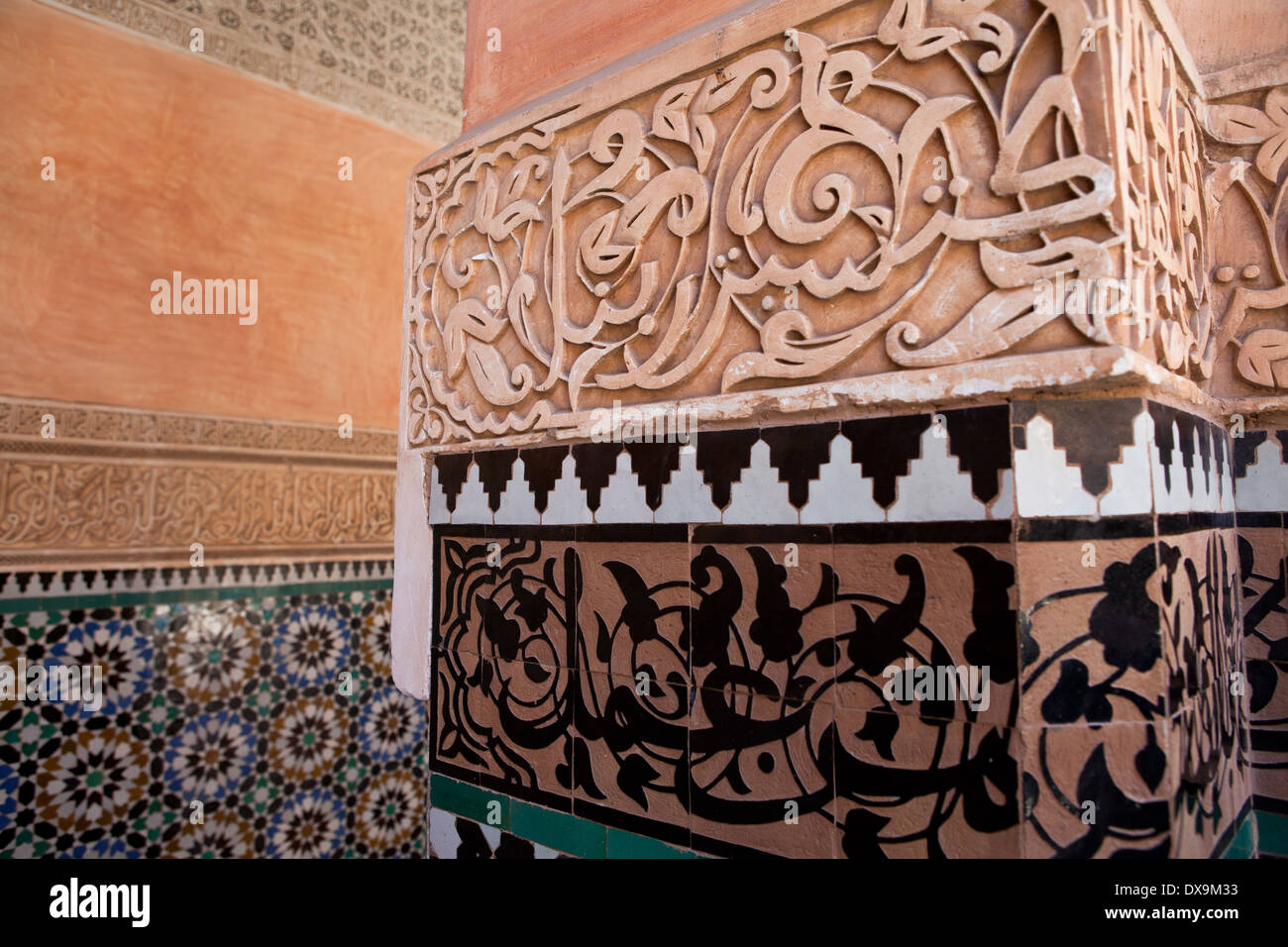 Africa Marocco Marrakech, Ben Youssef madrasa, scuola coranica, antico collegio islamico Foto Stock
