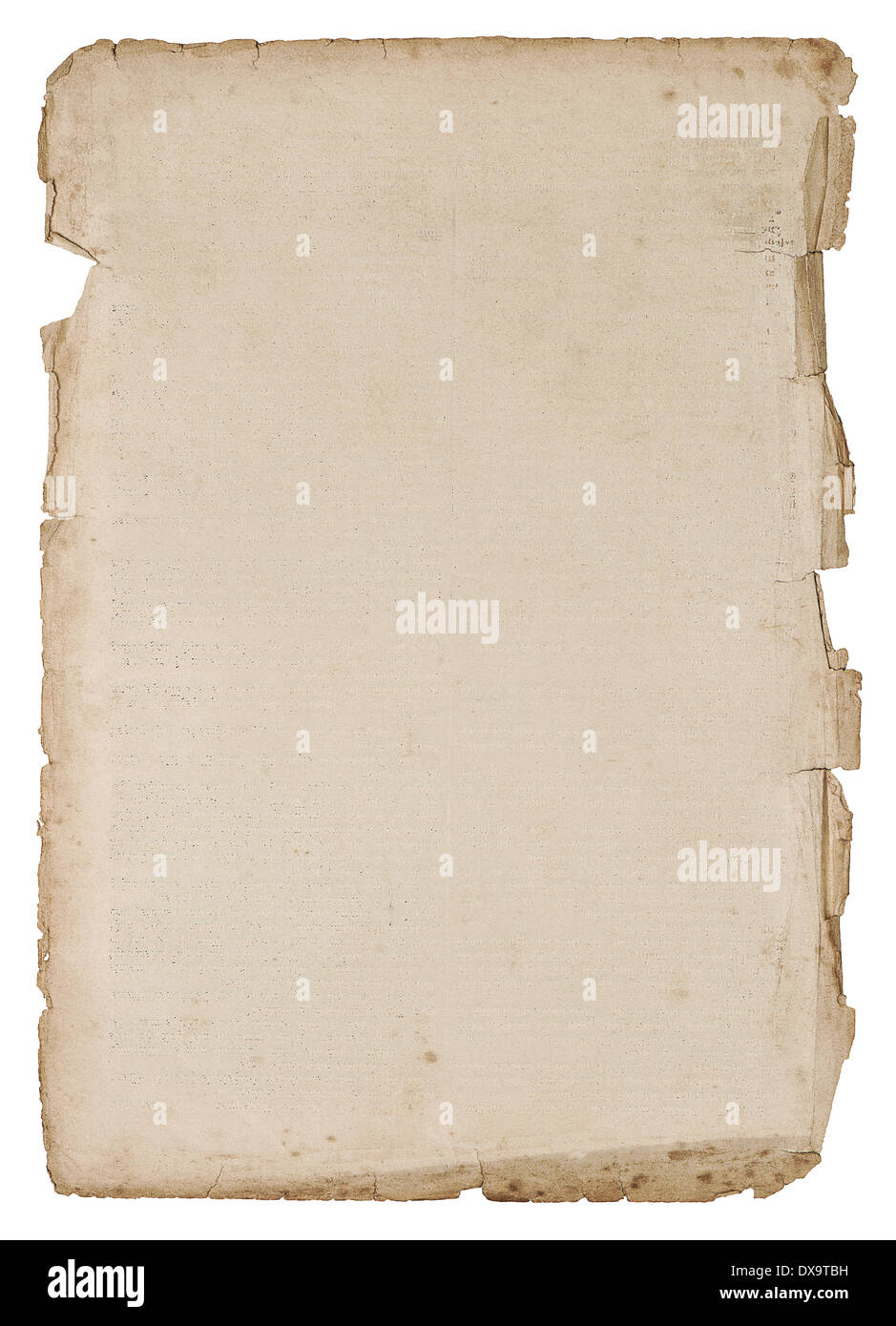 Crumpled foglio giallo della vecchia carta con ricchi dettagli su sfondo  bianco Foto stock - Alamy