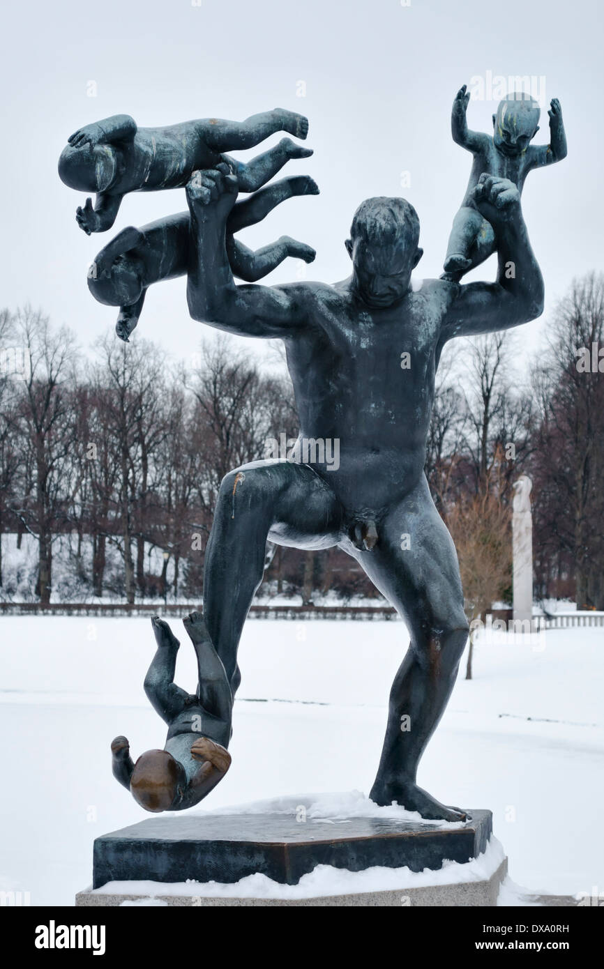 Il Vigeland installazione nel Parco Frogner, Oslo, Norvegia. Le sculture di Gustav Vigeland. Foto Stock