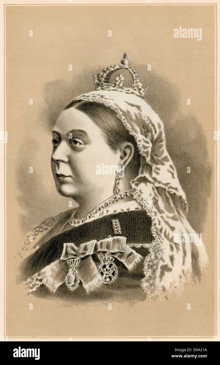 Sua Maestà la regina Victoria, 1880. Mezzatinta Foto Stock