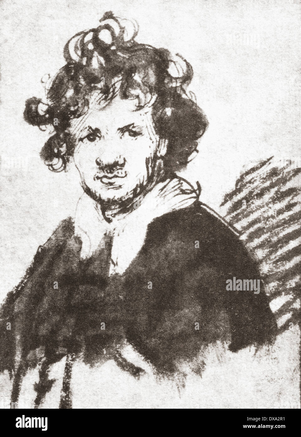 Autoritratto di Rembrandt Harmenszoon van Rijn, 1606-1669. Pittore olandese e incisore. Foto Stock