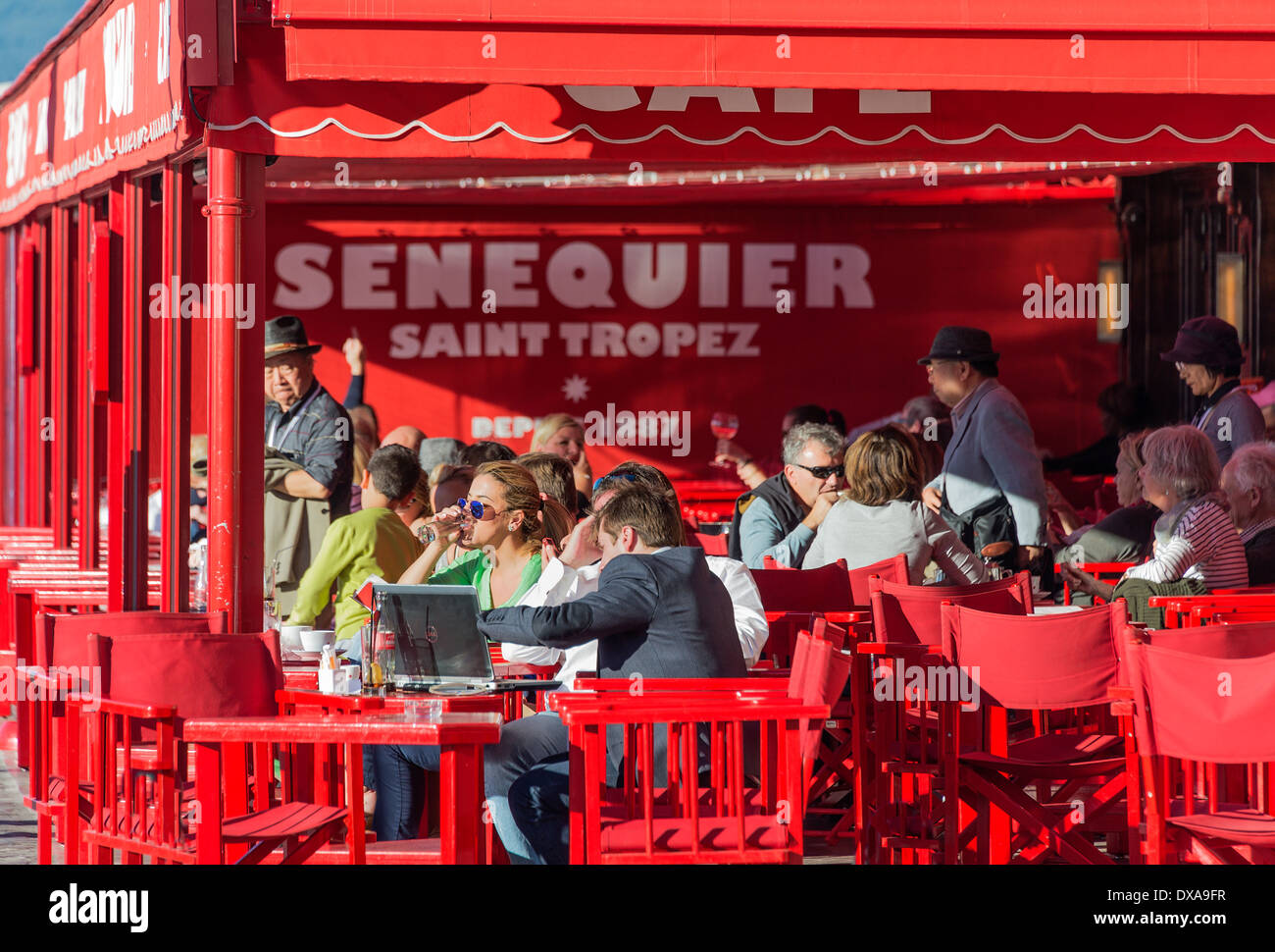 Cafe Senequier, Saint Tropez, Francia Foto Stock