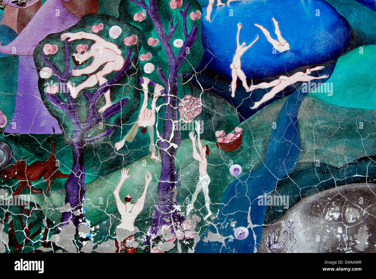 Graffiti sul muro - arte sulla città Foto Stock