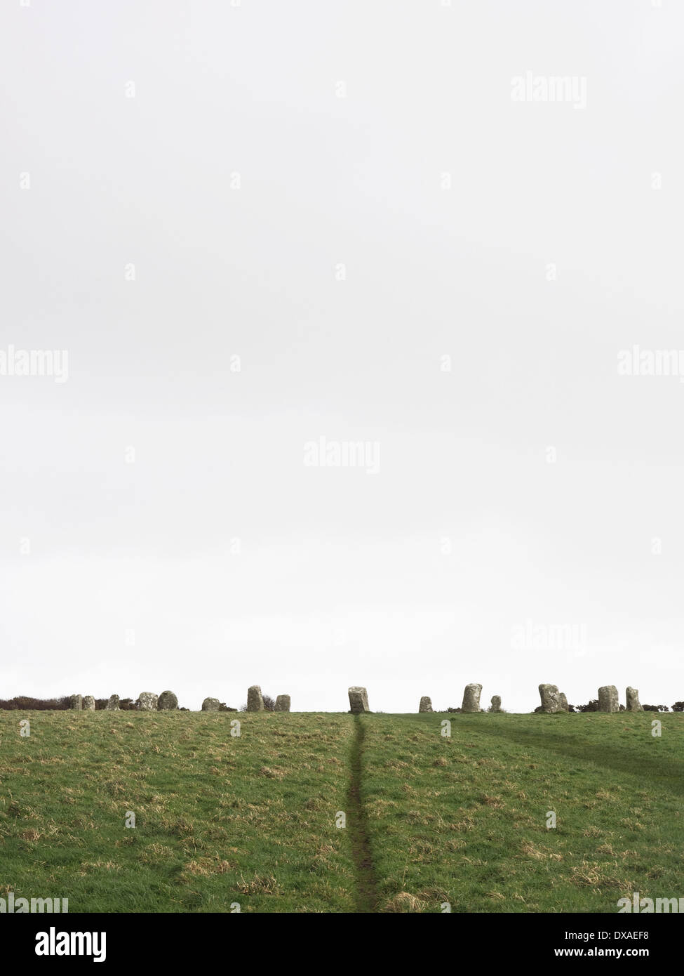 Merry Maidens cerchio di pietra in Cornovaglia - Mappa ref SW433245 Foto Stock