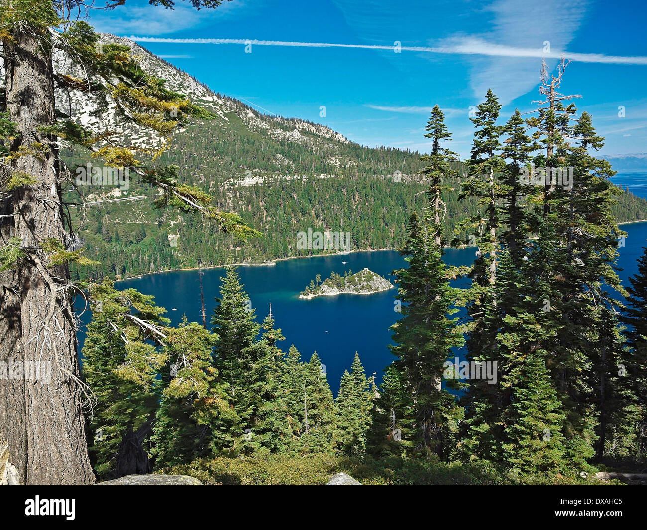 Emerald Bay e Fannette isola del lago Tahoe, California Foto Stock