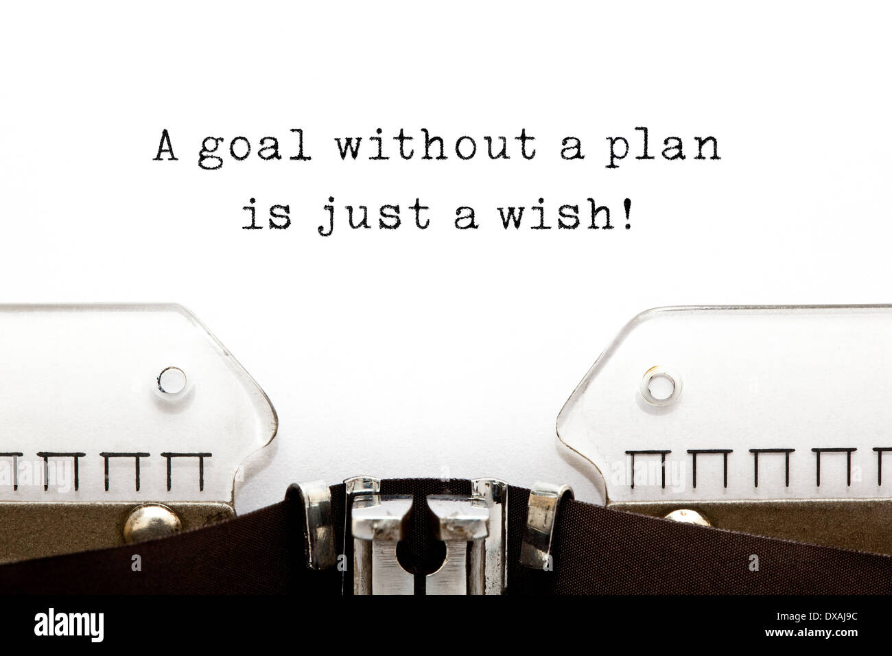 Un obiettivo senza un piano è solo un desiderio! Preventivo stampato su una vecchia macchina da scrivere. Foto Stock