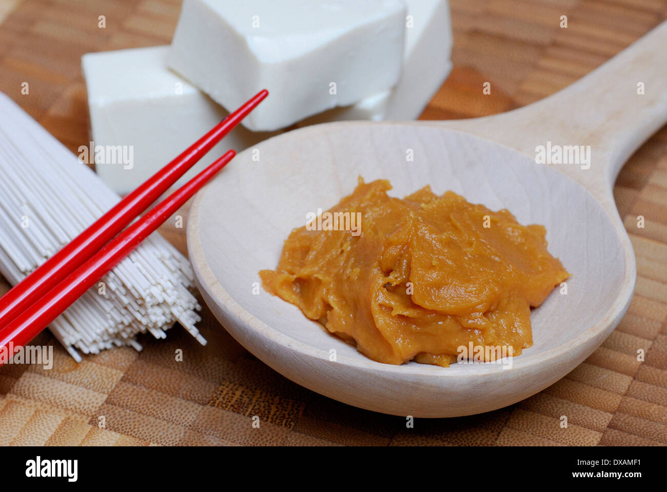 Il tofu e la pasta di miso Foto Stock