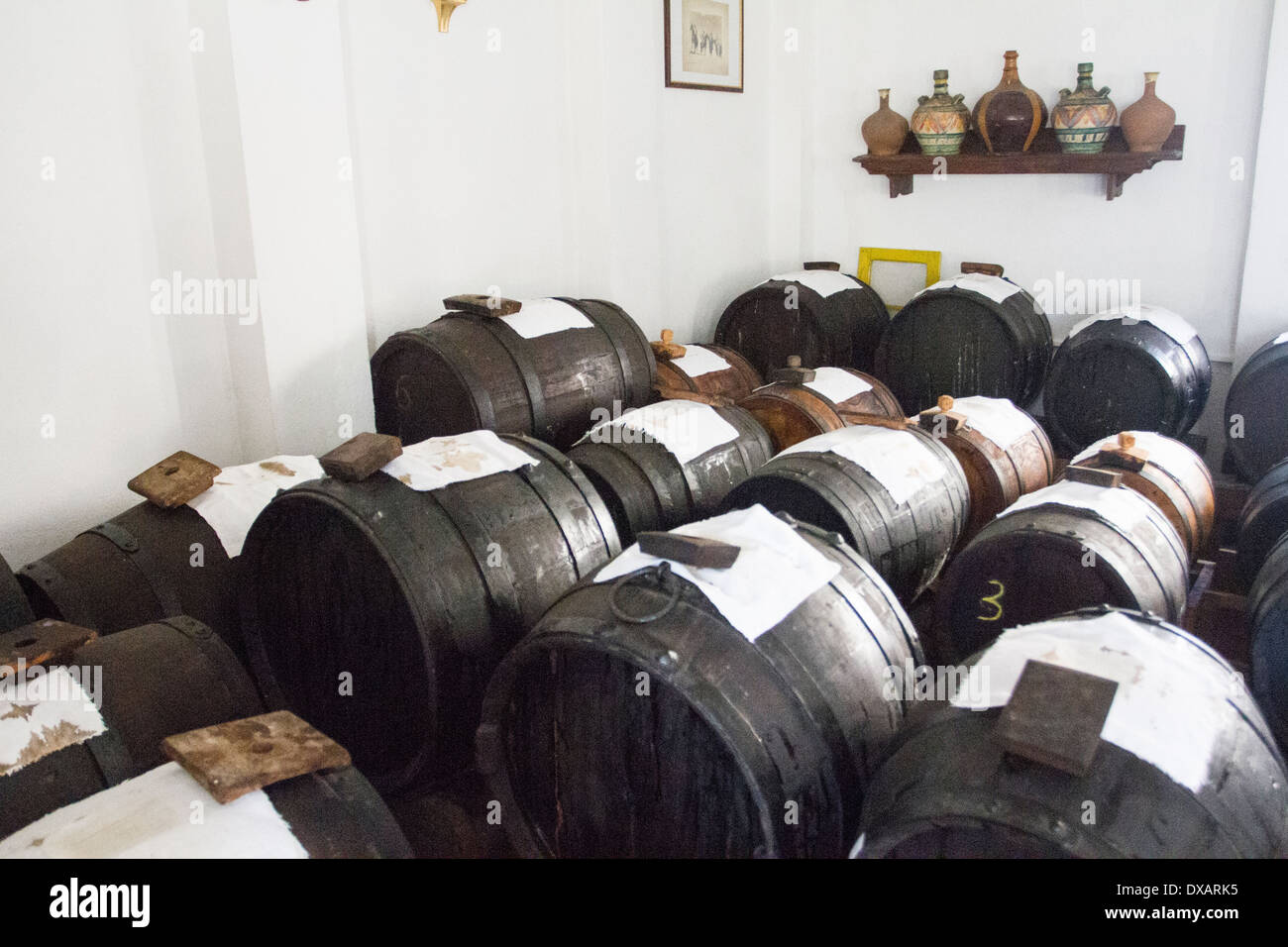 Aceto balsamico produttore, Modena, Emilia Romagna, Italia Foto Stock
