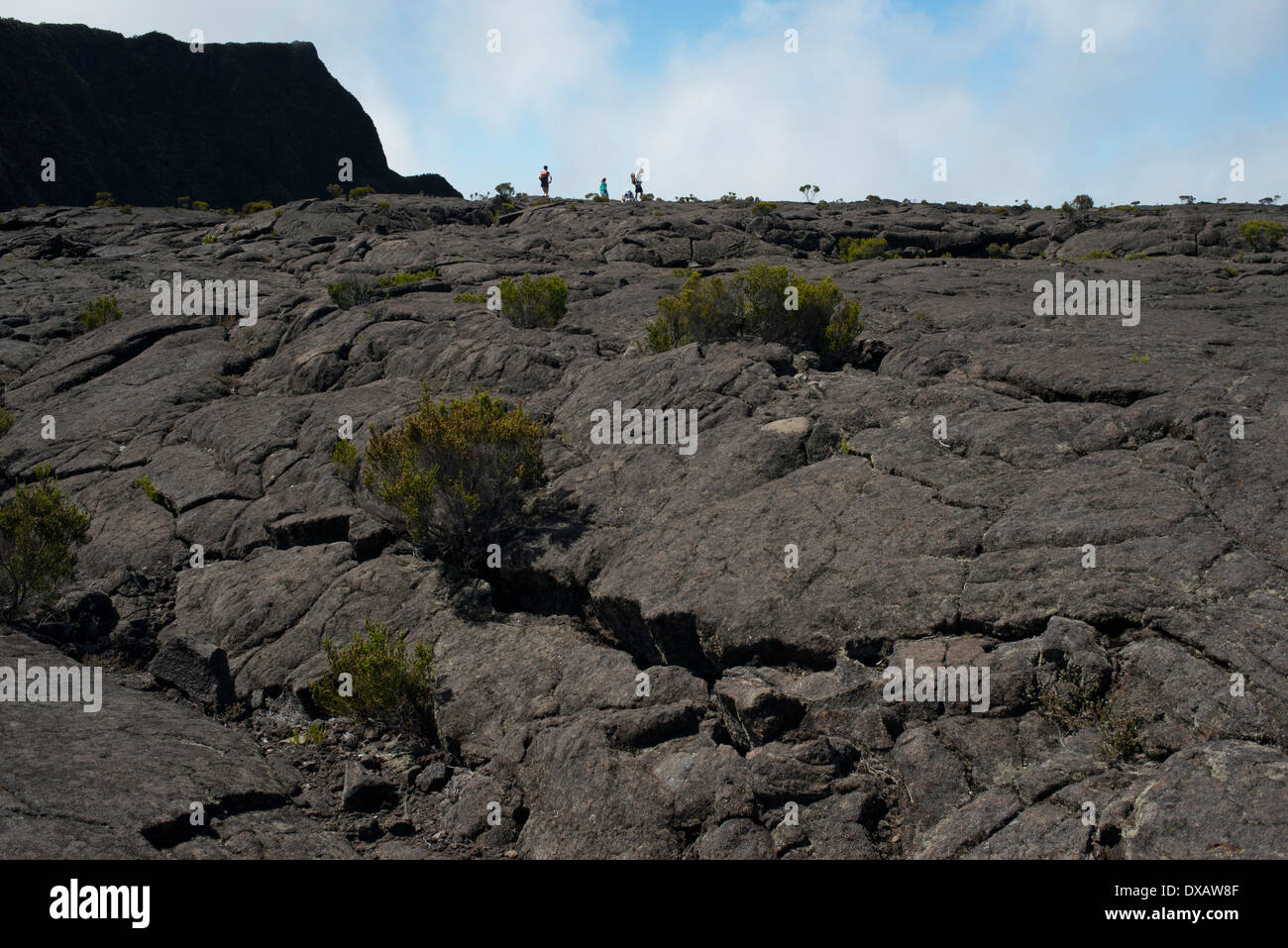 Vulcano di Lava Piton de la Fournaise, dello stesso tipo di quello delle Hawaii. Accesso alla caldaia è consentito dalla 06h. a 16 h Foto Stock