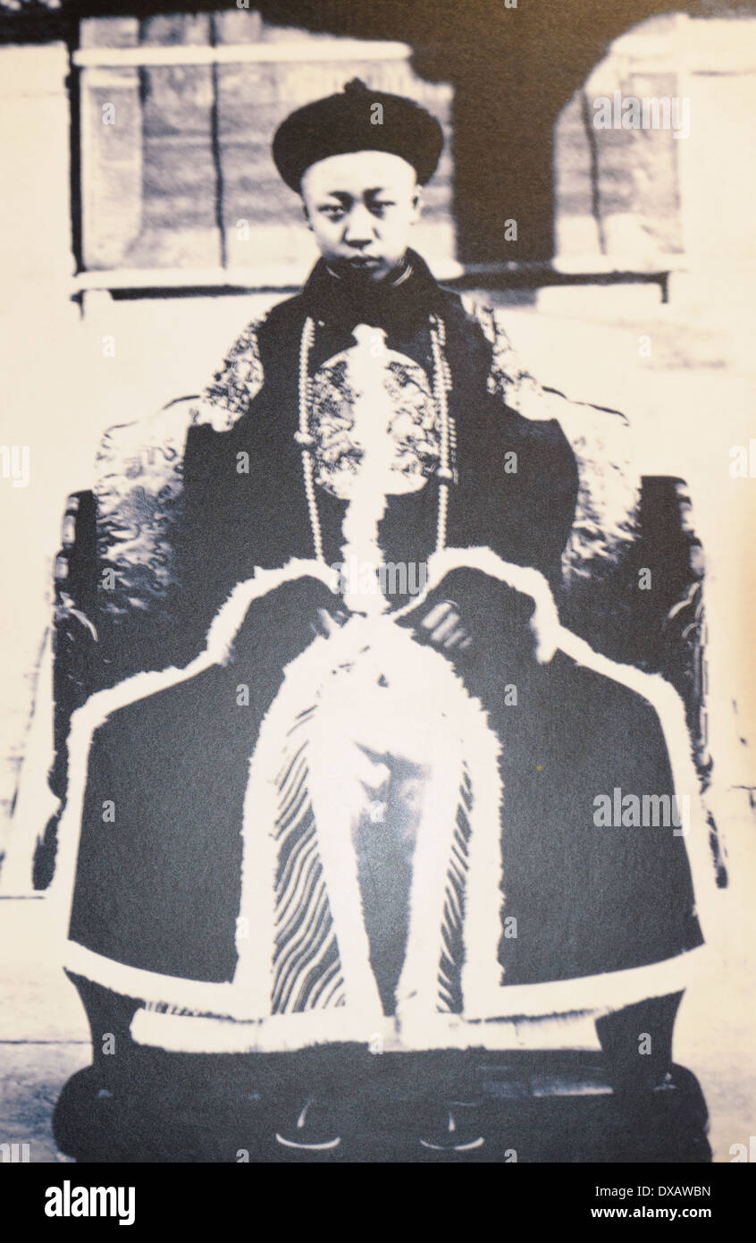 Foto dell'ultimo imperatore Qing Puyi ias un giovane. Puppet Palazzo Imperiale & Exhibition Hall . Changchun.provincia di Jilin, Cina Foto Stock