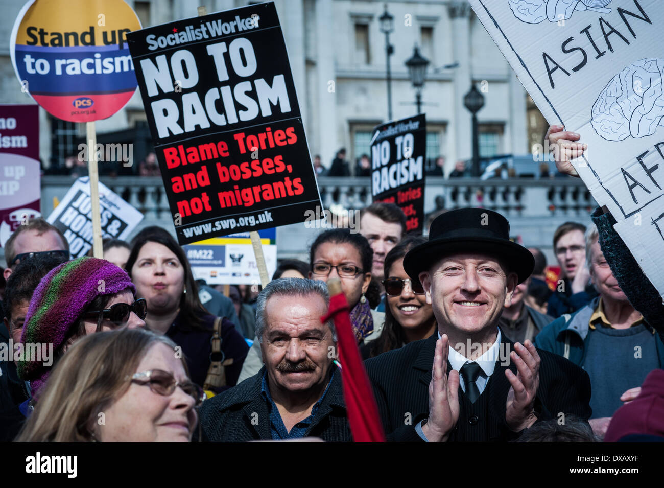 London, Regno Unito - 22 Marzo 2014: dimostranti si riuniscono a Londra per celebrare le Nazioni Unite International Anti-Racism giorno. Credito: Piero Cruciatti/Alamy Live News Foto Stock