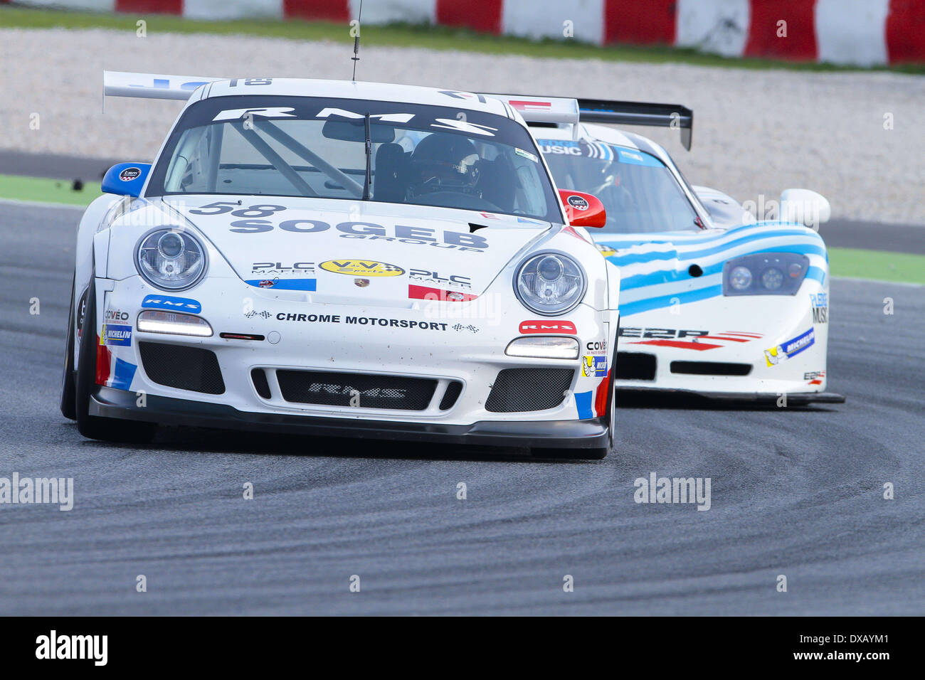 Barcellona, Spagna. Xxi Mar, 2014. Barcellona - 21 Marzo- ESPANA. Porsche 997 Cup del Team RMS durante la pratica di V de V Serie Endurance, Endurance GT/Tourisme Championship sul circuito de Barcelona-Catalunya. (Foto: Mikel Trigueros/Urbanandsport/NurPhoto) © Mikel Trigueros/NurPhoto/ZUMAPRESS.com/Alamy Live News Foto Stock