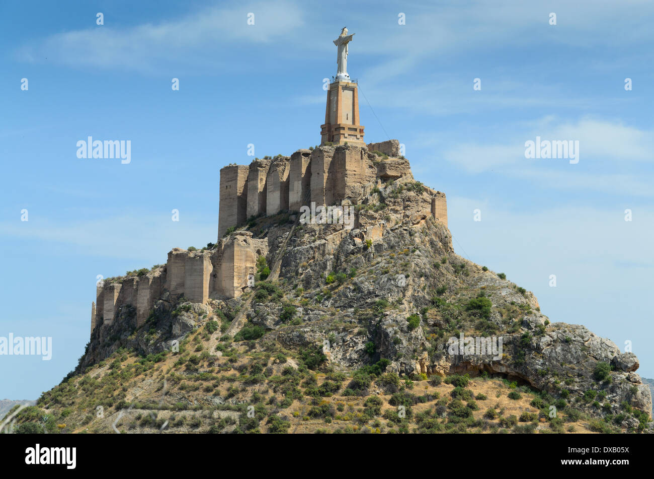 Ripida collina di Monteagudo con castello islamico Foto Stock