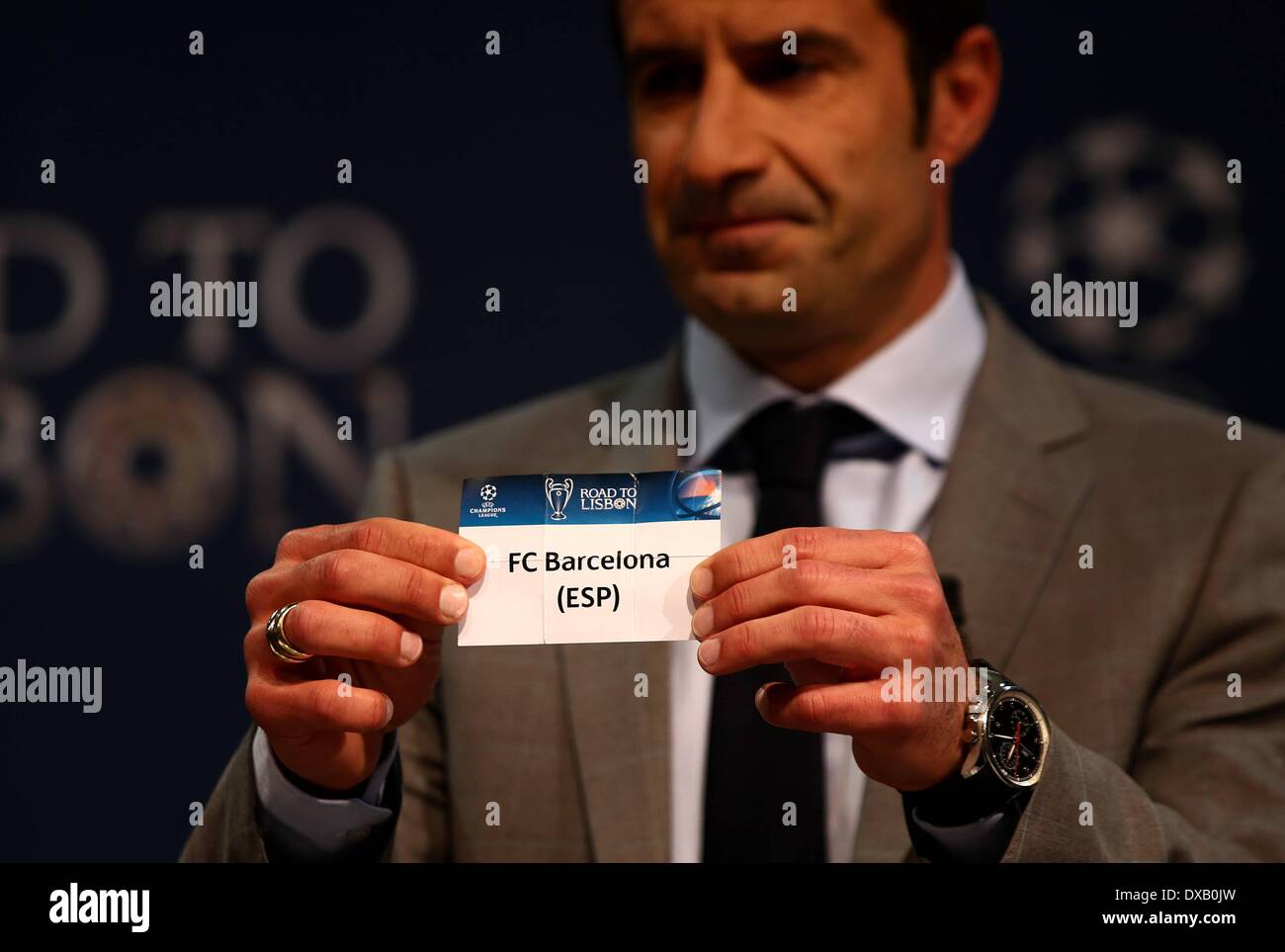 Nyon, 21.03.2014, Fussball, Auslosung Champions League, Das Ldes FC Barcellona (ESP) wird gezogen Foto Stock