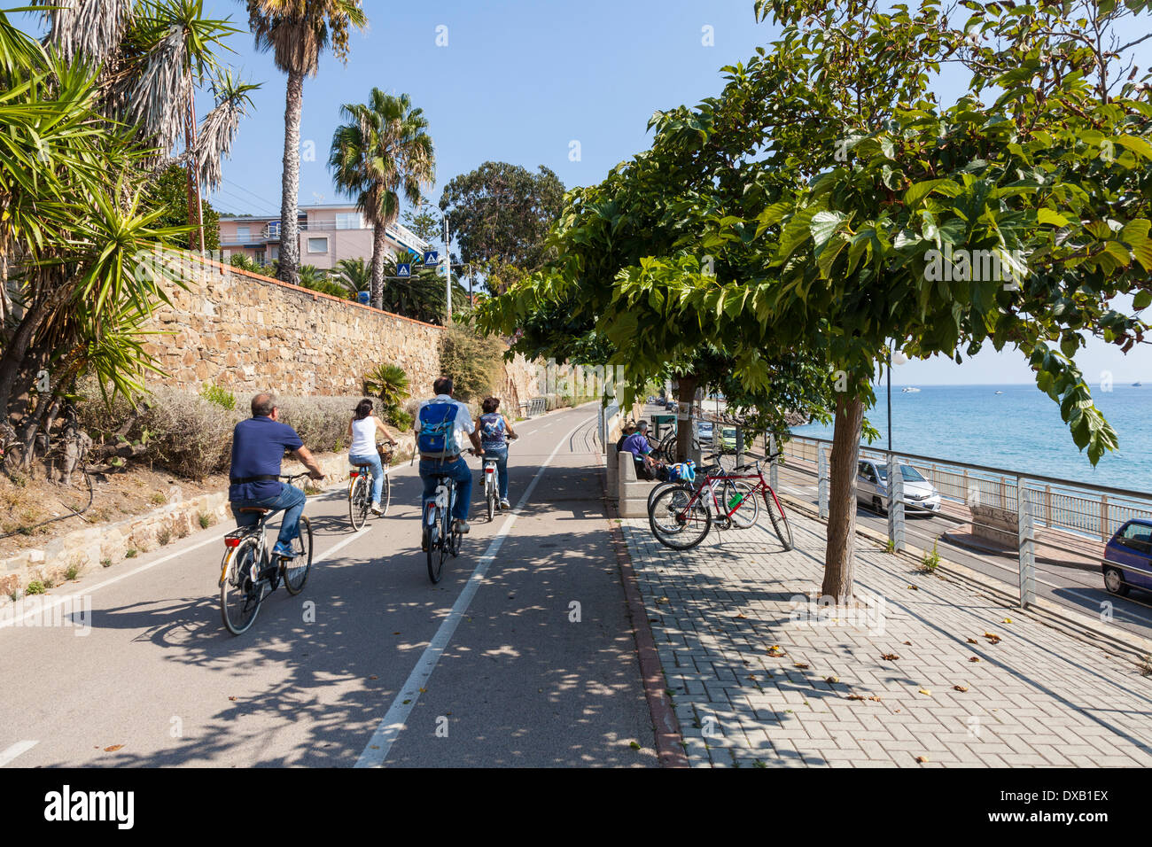 San Remo a Imperia ciclabile, Liguria, Italia Foto Stock