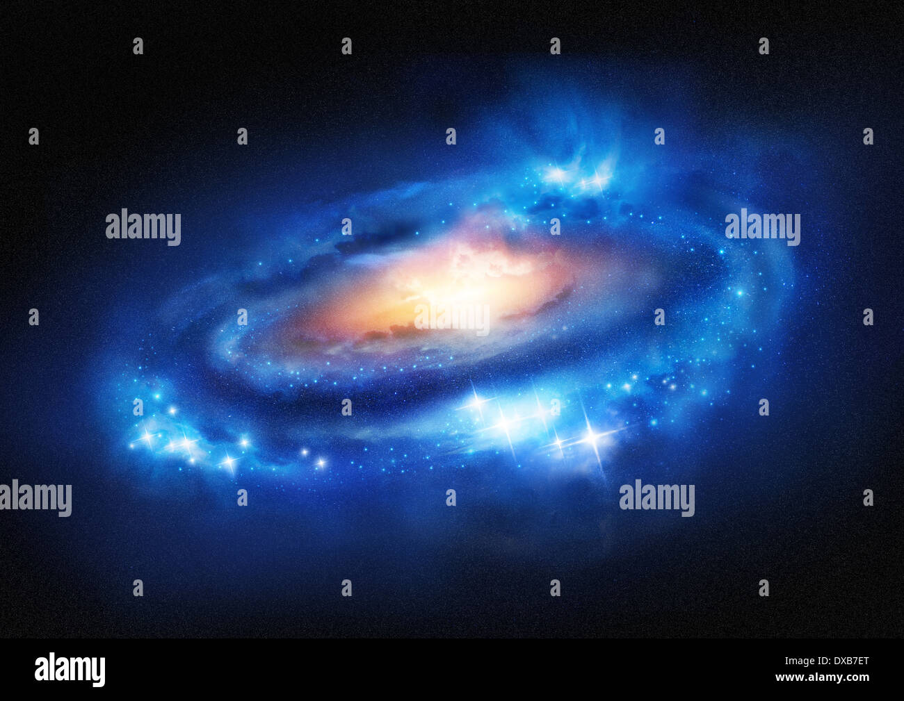 Super Massive Galaxy - Una bella galassia distante. Illustrazione. Foto Stock