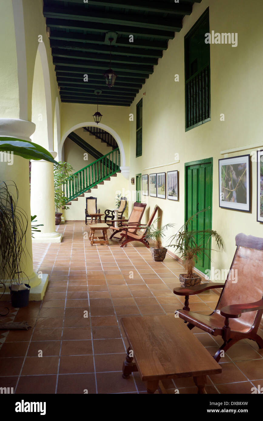 Courtyard Hostal Conde de Villanueva Old Havana Cuba Foto Stock