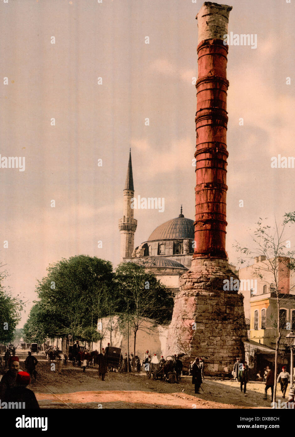 La colonna bruciata, Costantinopoli, Turchia, circa 1900 Foto Stock
