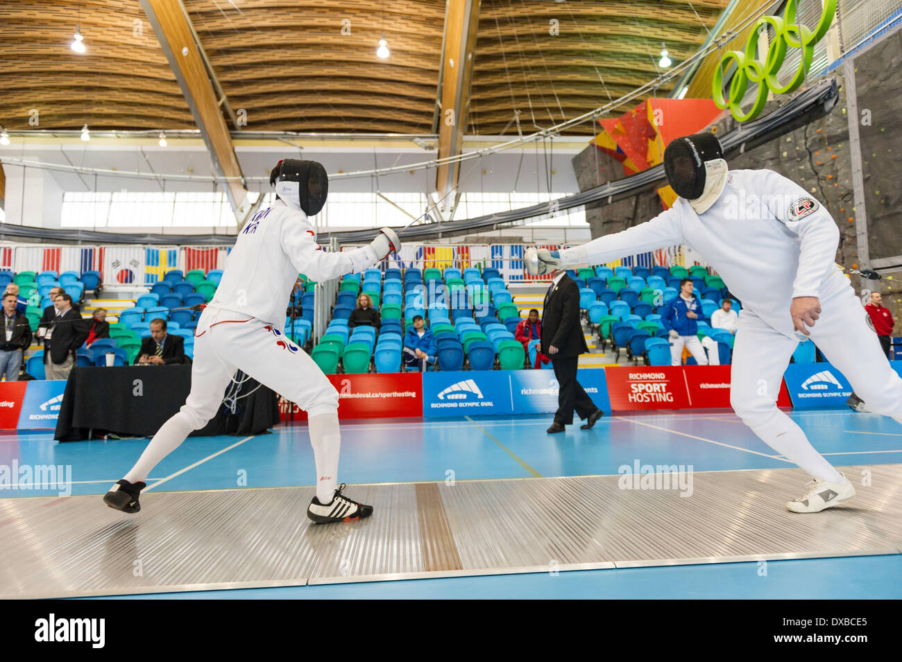 Vancouver uomini 2014 Grand Prix di Epee al Richmond Olympic Oval Richmond , della Columbia britannica in Canada il 22 marzo 2014 . Fotografo : Frank Pali Foto Stock