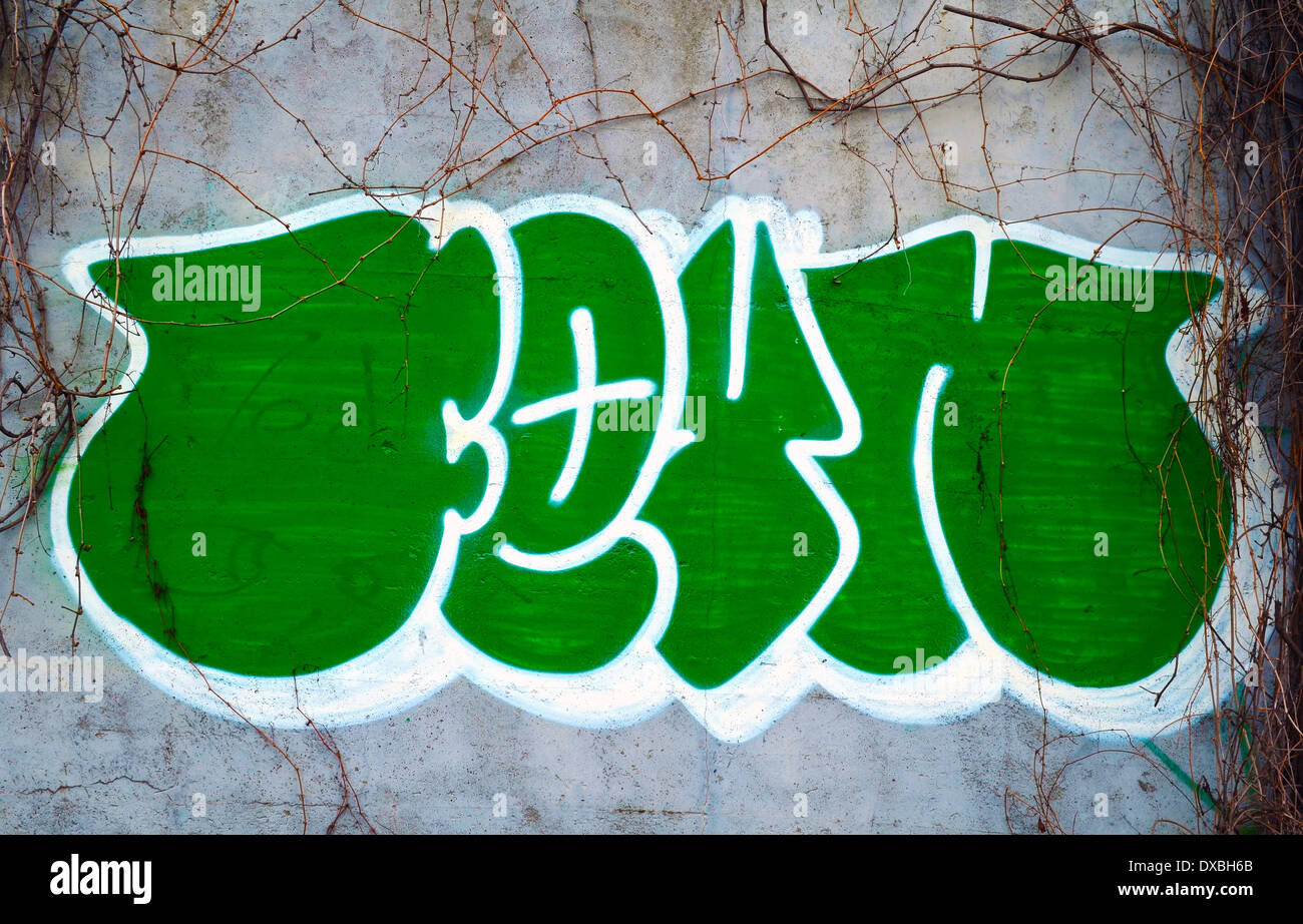 Graffiti, spraypaint, grafitti, bianco, nero, artistico, sfondo, street, mattoni colorati, teenage, espressione, rosso, tag Foto Stock
