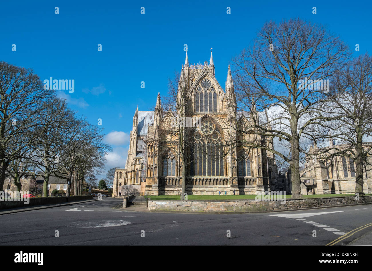 Estremità orientale della Cattedrale di Lincoln (Chiesa cattedrale della Beata Vergine Maria di Lincoln), Lincoln, Lincolnshire, Inghilterra Foto Stock