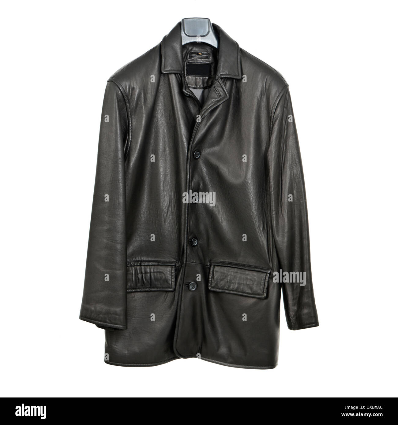 In pelle nera / camicia di rivestimento, isolati su sfondo bianco Foto Stock