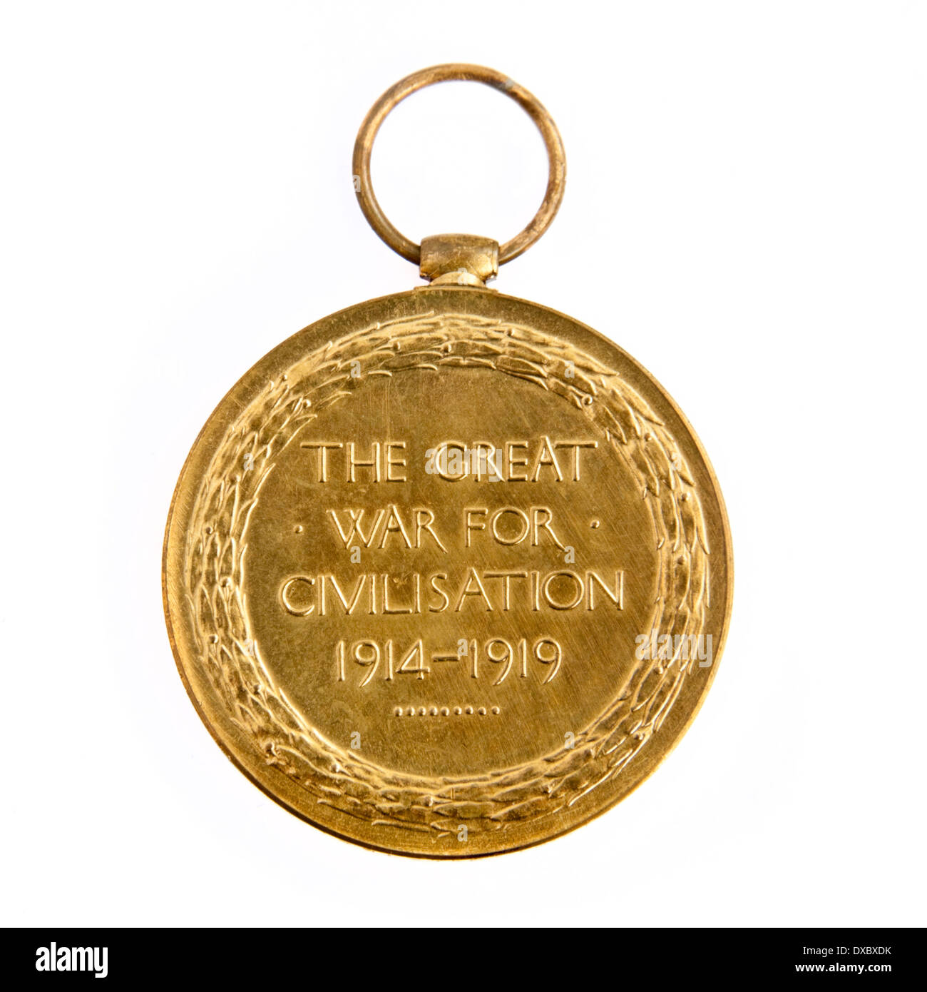 British Empire WW1 Medaglia Vittoria "La Grande Guerra per la Civiltà 1914-1919" (lato di retromarcia). Foto Stock