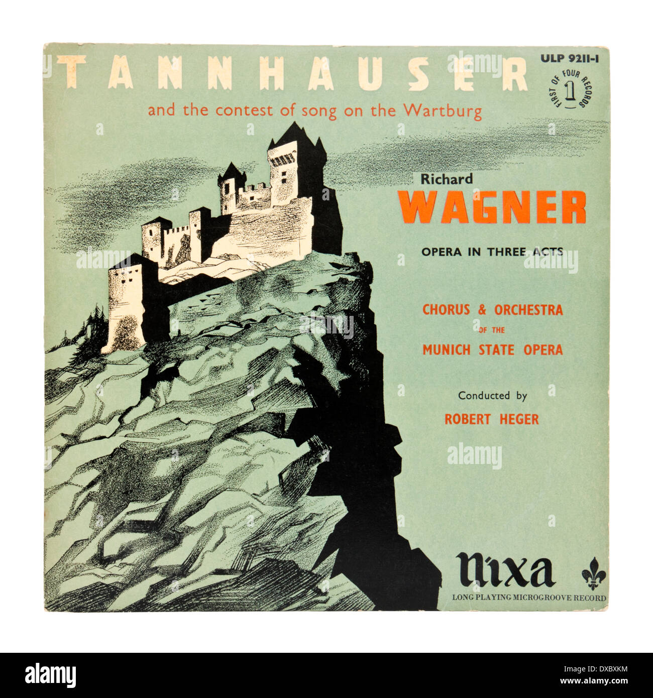 Classica record di vinile / LP - "Tannhauser', opera lirica in tre atti di Richard Wagner. Coprire mostra il Castello di Wartburg in Germania. Foto Stock