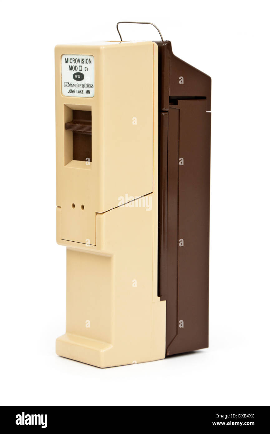 Vintage 'Microvision mod II' palmare lettore microfiche DALLA WSI Micrographics, Lungo Lago, Michigan, Stati Uniti d'America Foto Stock