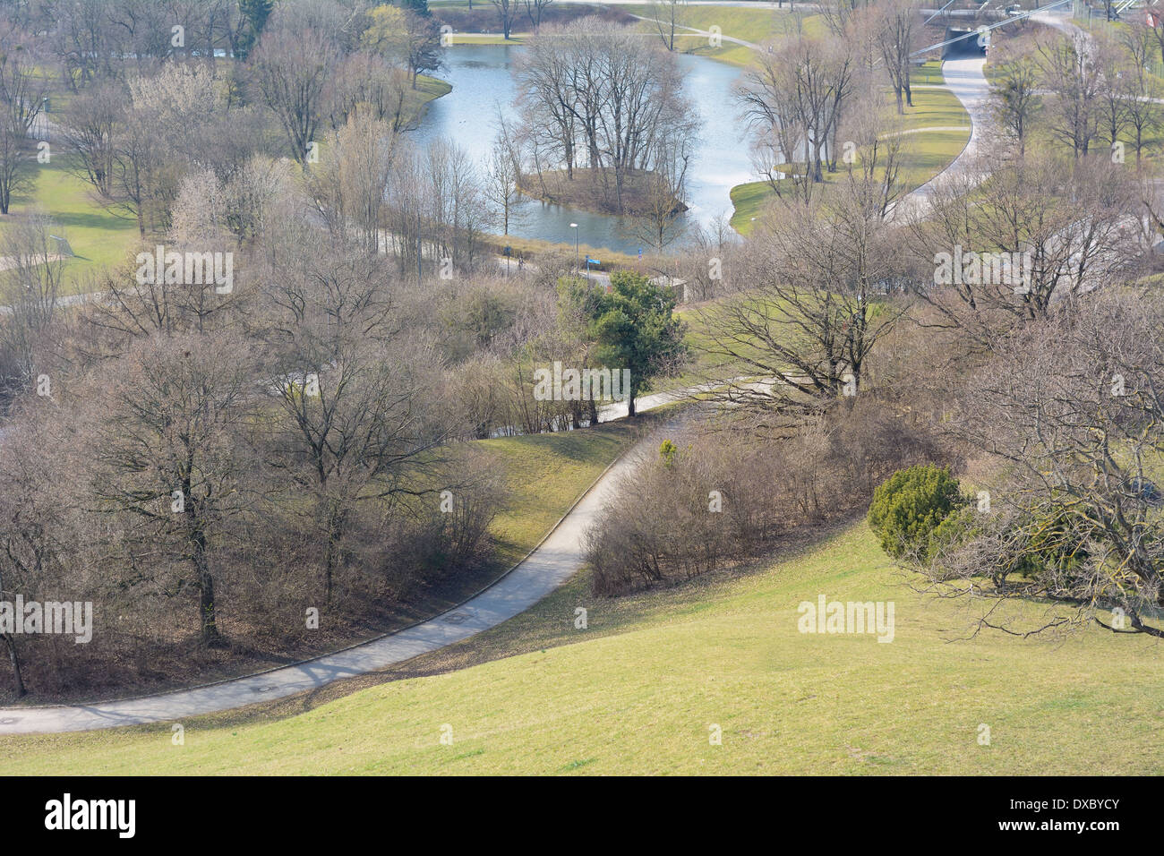 Vista del parco di ricreazione come simbolo della pianificazione urbana Foto Stock