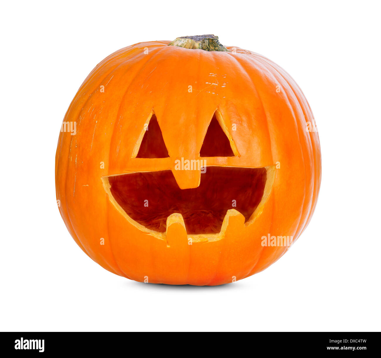 Zucca di Halloween Jack O'Lanterna isolati su sfondo bianco Foto Stock