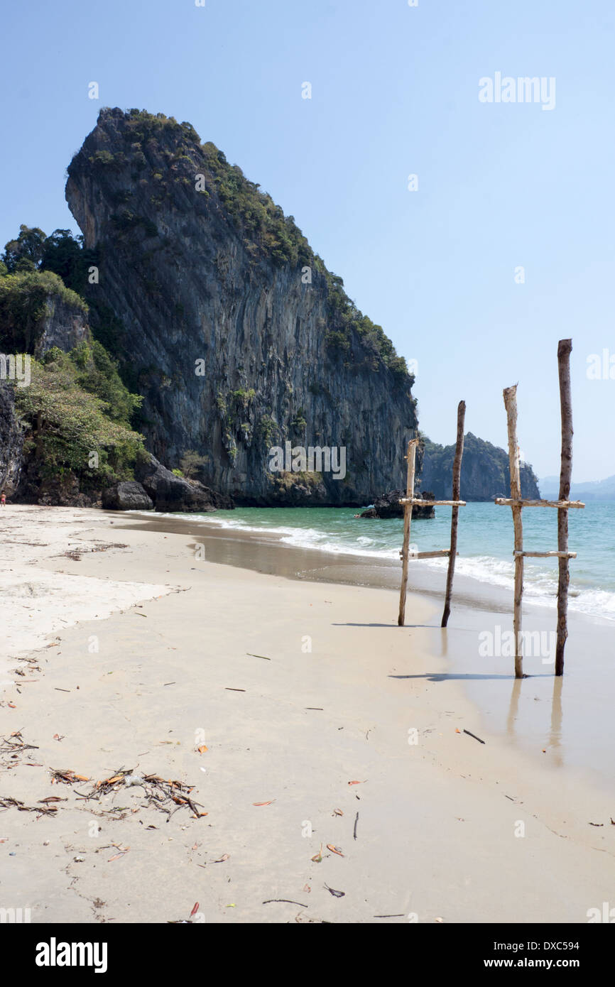 Bastoni su Yao beach, Trang Provincia, Thailandia Foto Stock