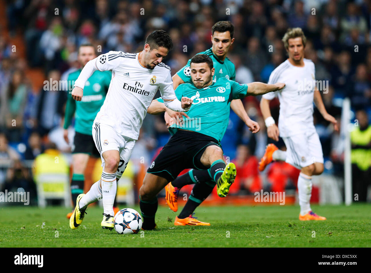 Madrid, Spagna. © D. XVIII Mar, 2014. Isco (reale) Calcio/Calcetto : UEFA Champions League Round di 16, seconda gamba match tra il Real Madrid 3-1 FC Schalke 04 a Estadio Santiago Bernabeu a Madrid, Spagna. © D .Nakashima/AFLO/Alamy Live News Foto Stock