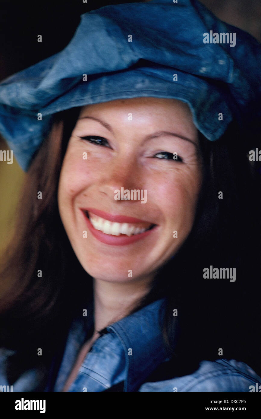 Anni Settanta ragazza in un cappello. Foto Stock