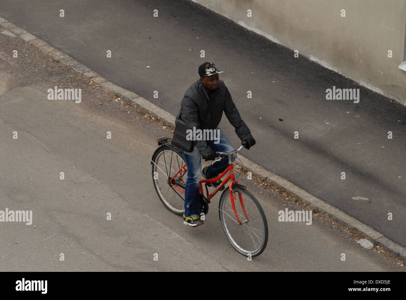 Ciclista della città. Foto Stock