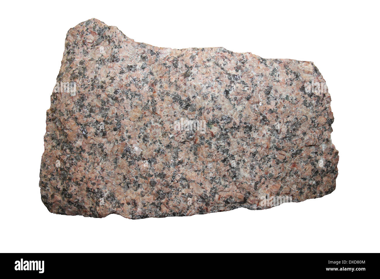 Shap campione di granito - Cumbria, nel Regno Unito un distintivo a grana grossa di granito con grande rosa ortoclasio anche di feldspato e quarzo biotite e plagioclase fel Foto Stock Shap campione di granito - Cumbria, nel Regno Unito un distintivo a grana grossa di granito con grande rosa ortoclasio anche di feldspato e quarzo biotite e plagioclase fel Foto Stock
