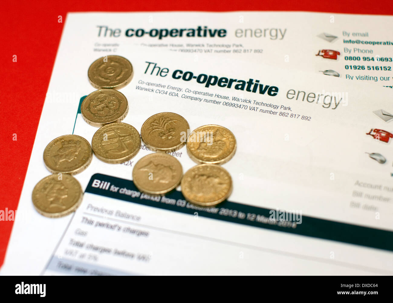 Co-operativa le bollette di energia e denaro, Londra Foto Stock