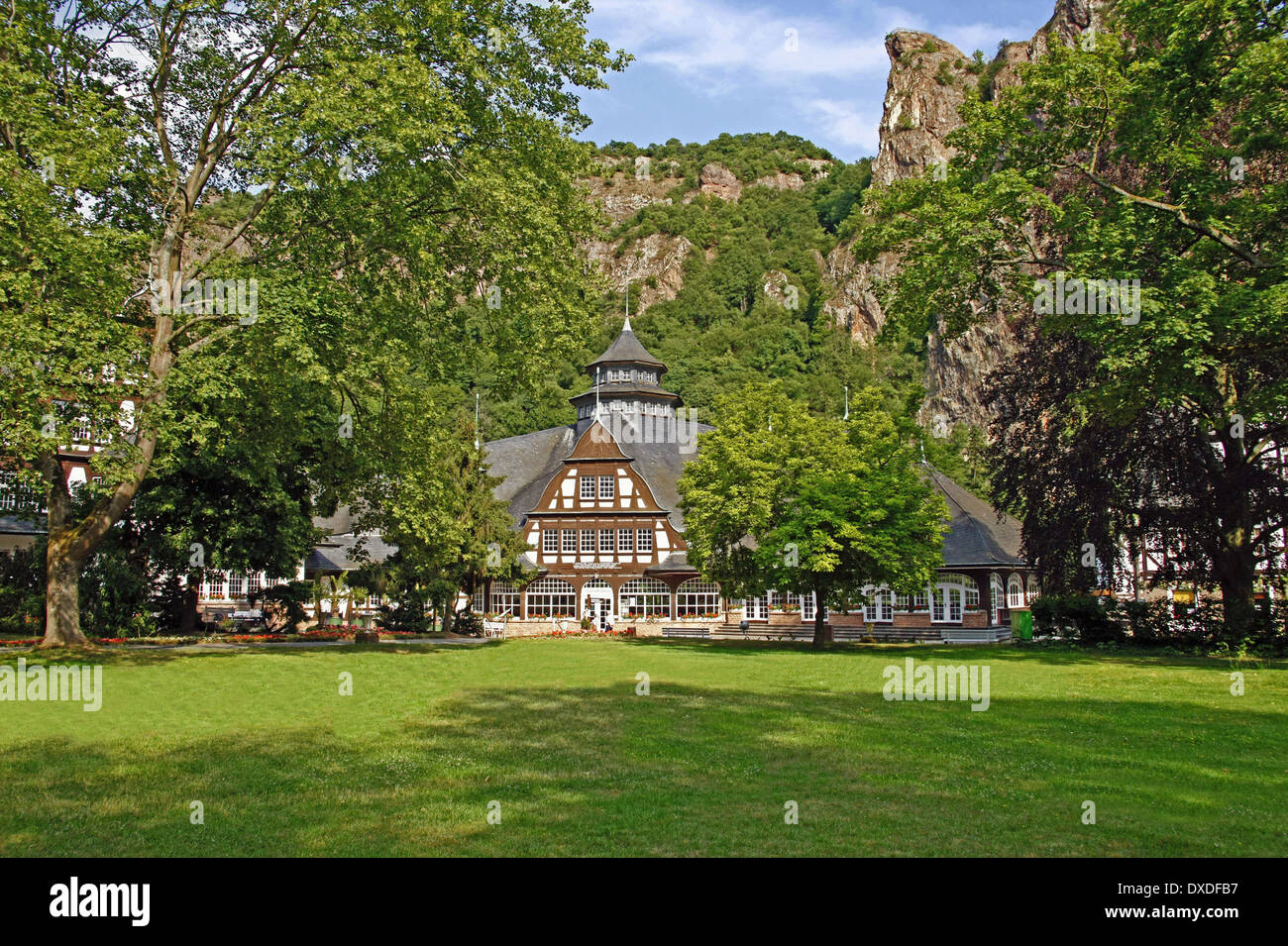 I giardini del centro termale, Bad Munster am Stein Foto Stock