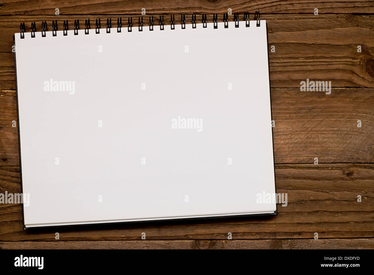 Filo bianco legato scrapbook in orientamento orizzontale con spazio per l'inserimento del vostro gli elementi di design Foto Stock