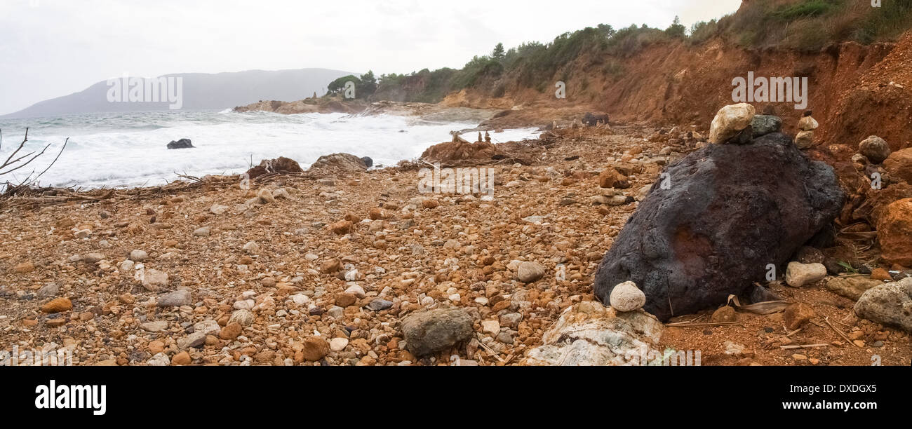 Isola d'Elba , Italia - Settembre 15-22, 2012. Le spiagge di Terranera - massa nero Foto Stock