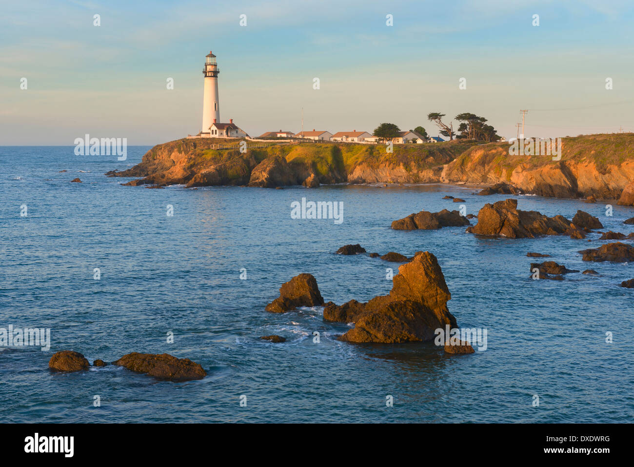 Seascape con Lighthouse Point Arena Luce, CALIFORNIA, STATI UNITI D'AMERICA Foto Stock