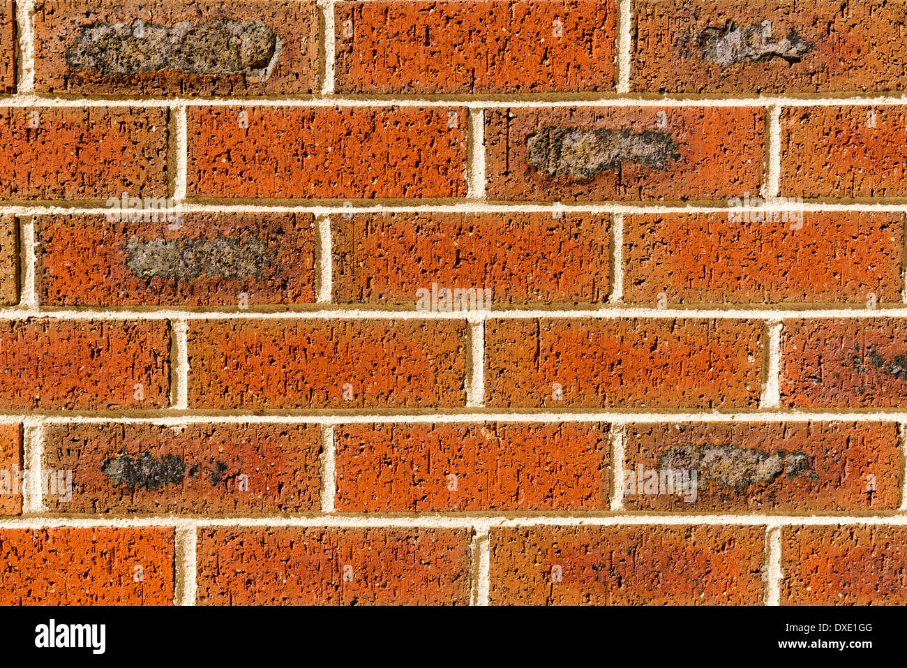 Rosso di un muro di mattoni di nuovi mattoni e malta di calce come texture di sfondo Foto Stock