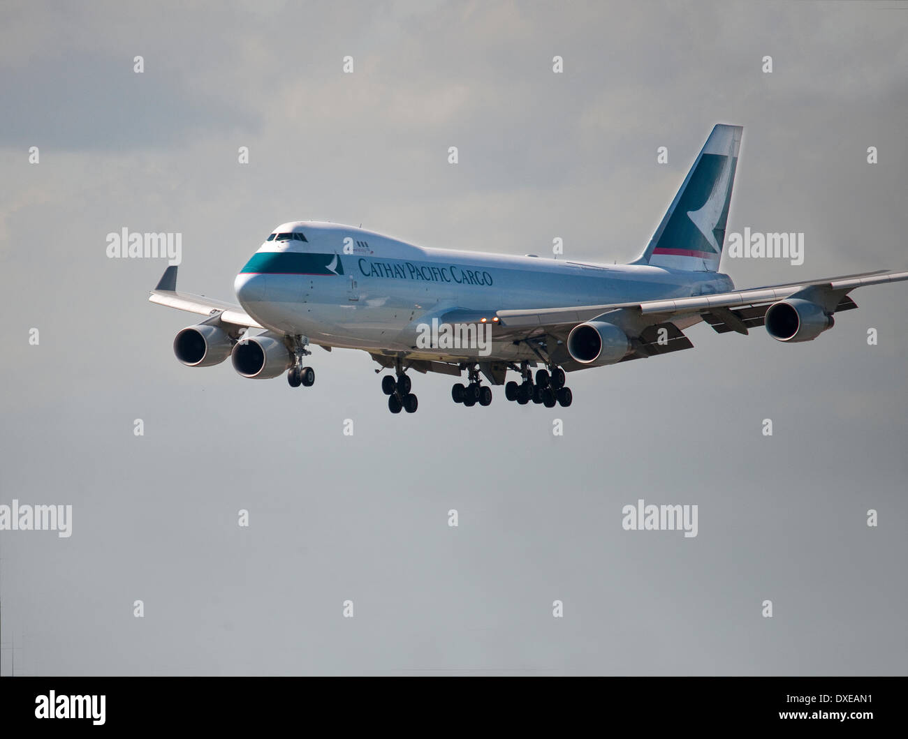 Cathay Pacific Boeing B747-400, Kai Tak, Hong Kong degli anni novanta Foto Stock