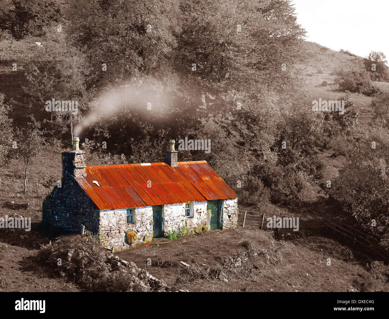 Highland Croft:l'arte digitale Foto Stock