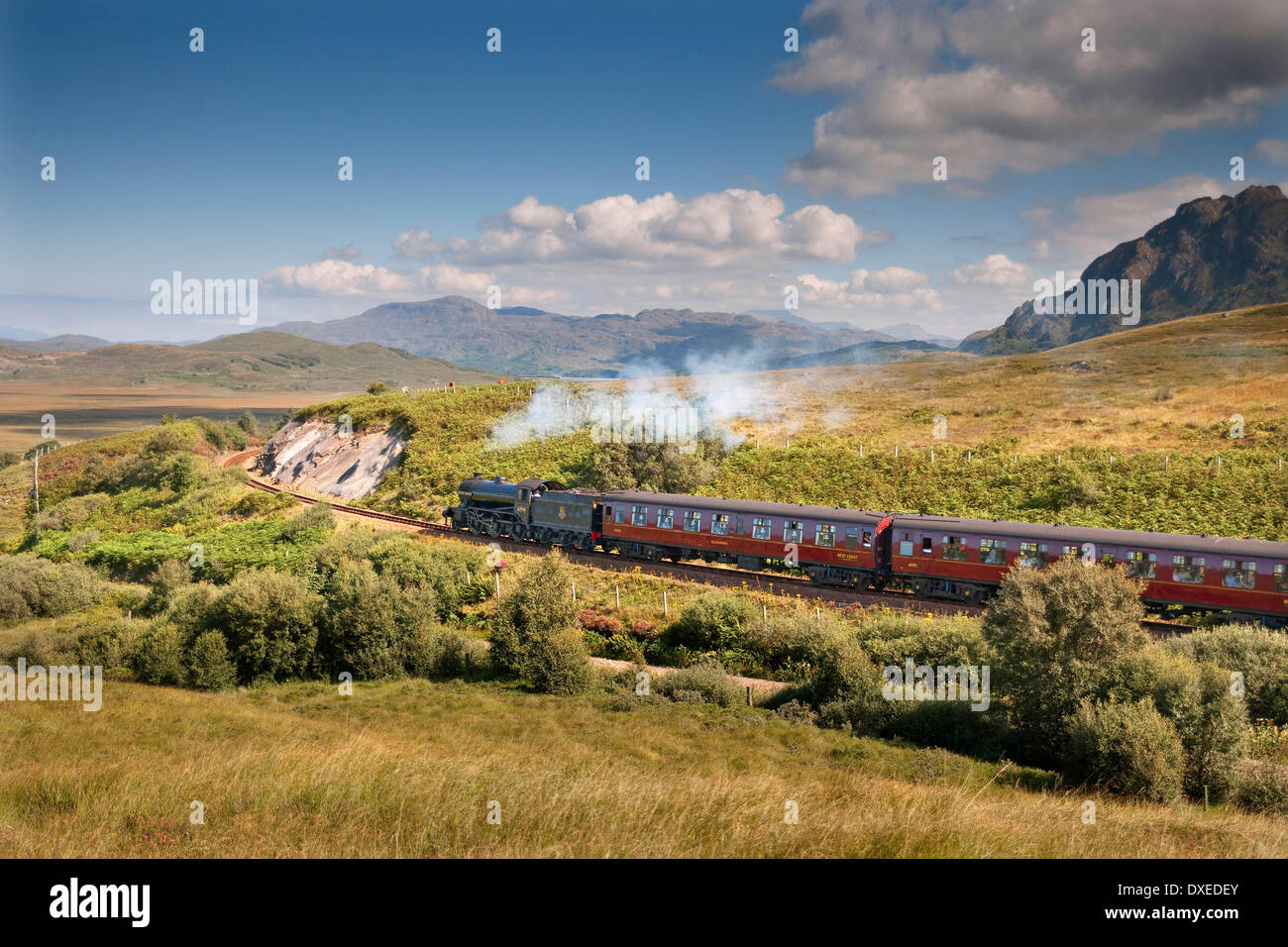 Il grande Marchese 61994 tira il giacobita, West Highland line. Foto Stock