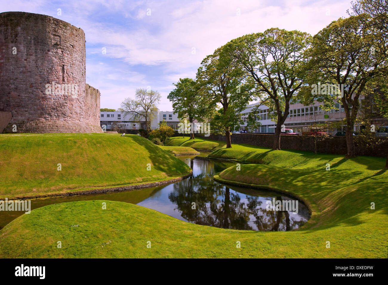 Risalente al XVI secolo e il castello di circolare e il fossato in Rothesay,isola-di-Bute.Argyll Foto Stock