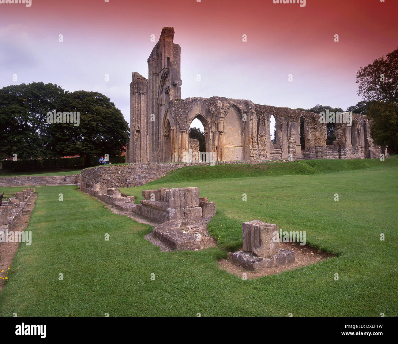 Abbazia di Glastonbury rovine, Somerset. Foto Stock