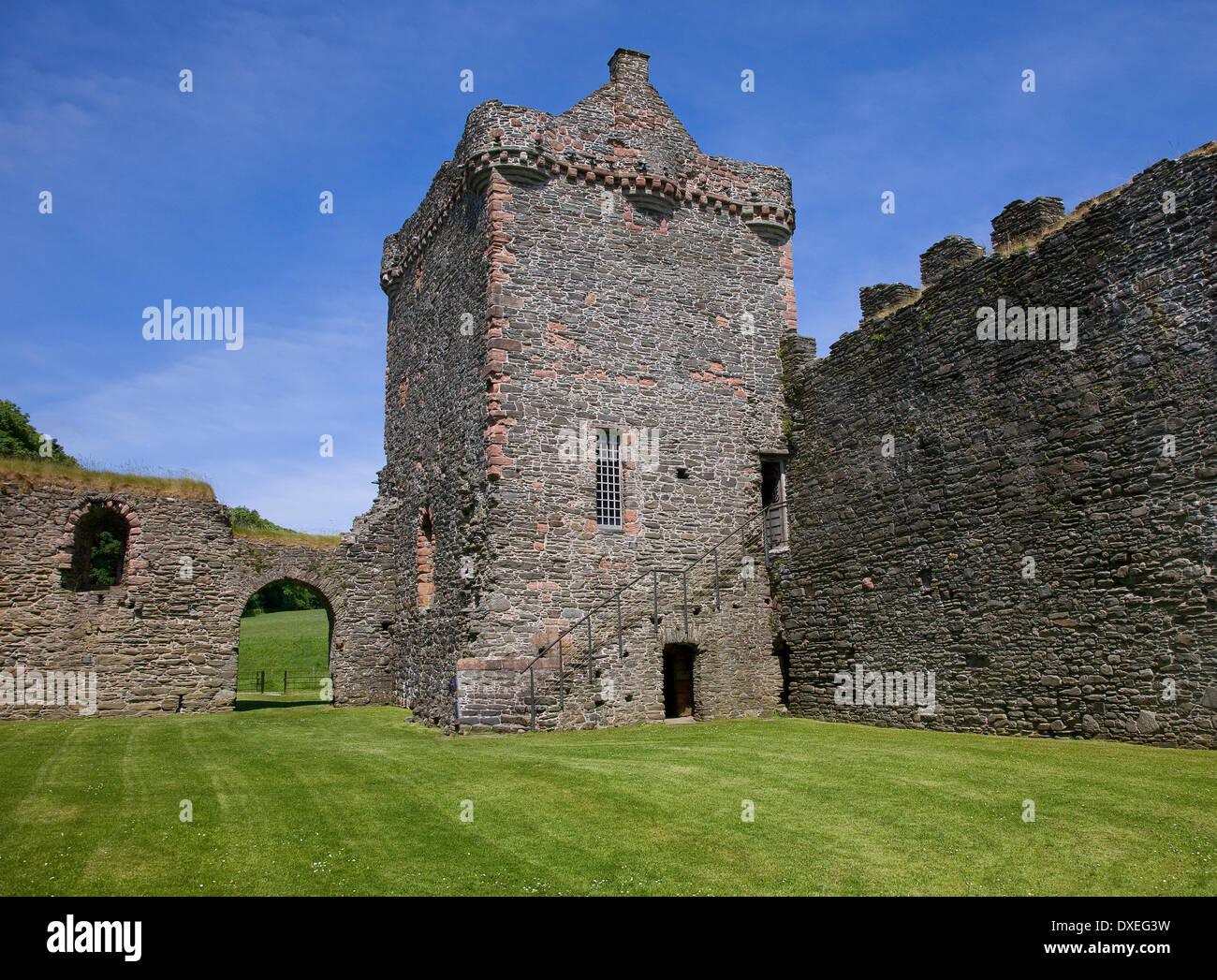 Il 12/13 secolo castello di Skipness, originariamente dalla MacSweens, Skpness, Argyll Foto Stock