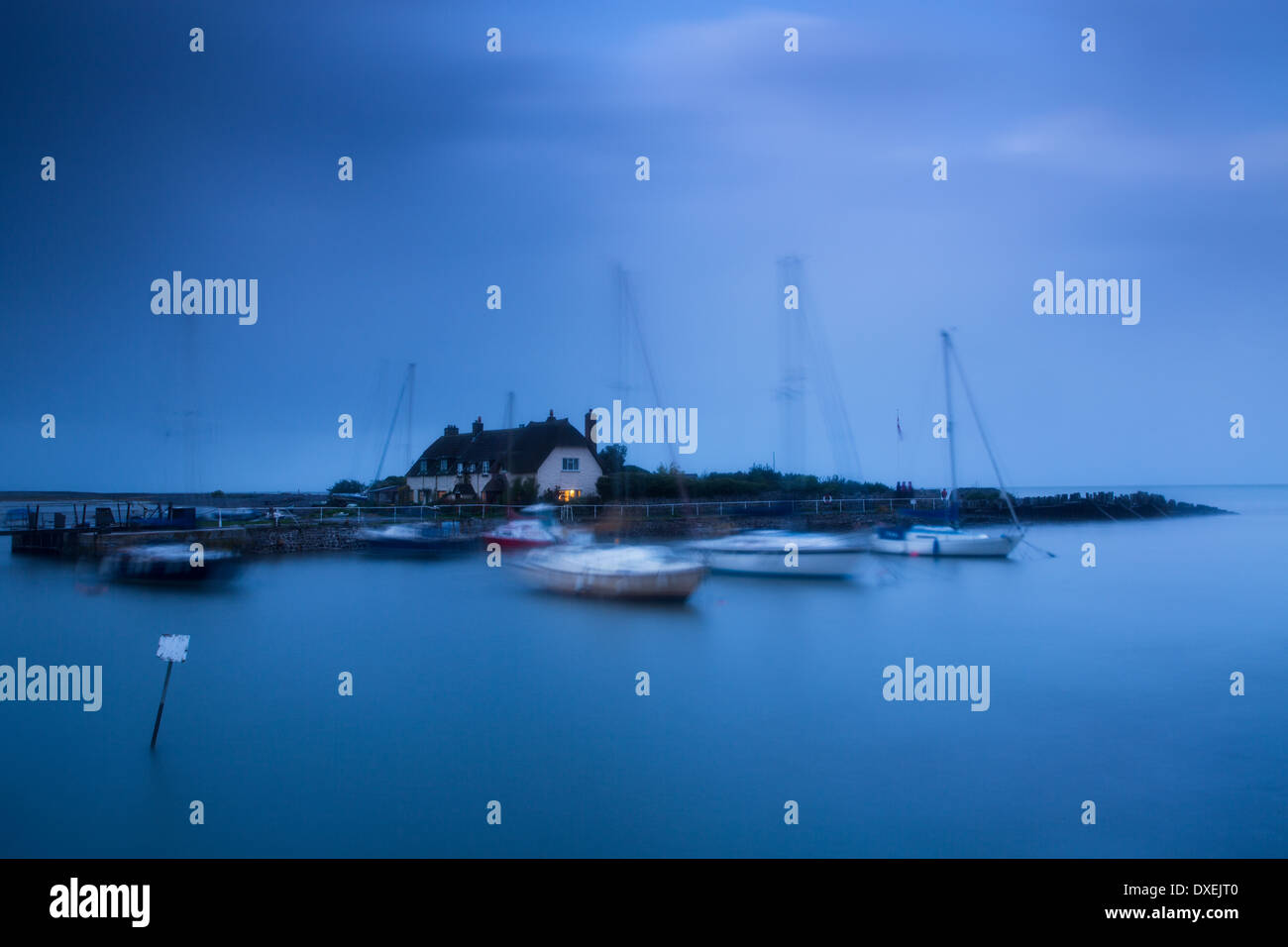 Porlock Weir al crepuscolo, Somerset, Inghilterra, Regno Unito Foto Stock