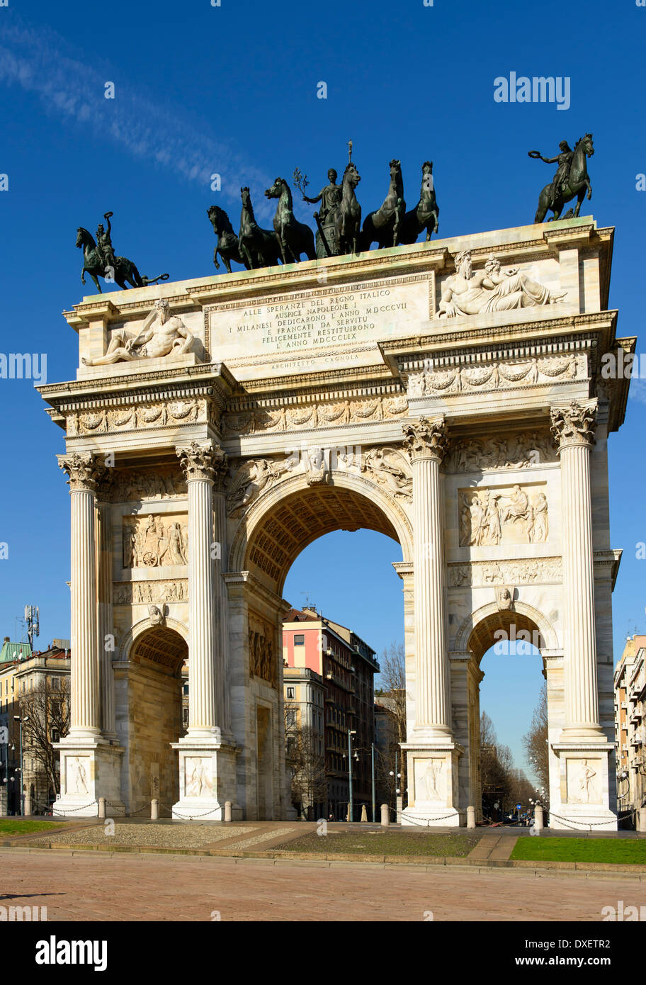 Arco della Pace da sud-ovest, Milano Foto Stock